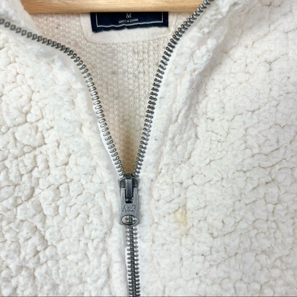 Abercrombie & Fitch Ivory Sherpa Quarter Zip Pullover Sweatshirt M - Picture 4 of 5